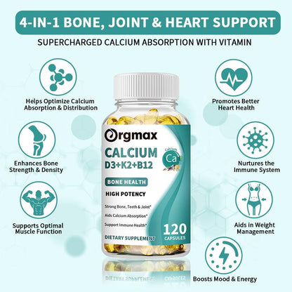 Vitamin D3+K2+B12 Supplement for Regulate Calcium Metabolism Bone Health & Mood Balance Supplement Immunity System