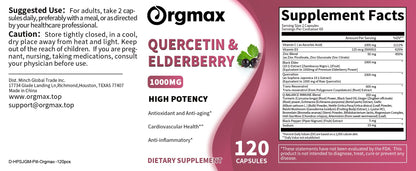 Quercetin Elderberry 1000MG High Potency Capsules Dietary Supplement