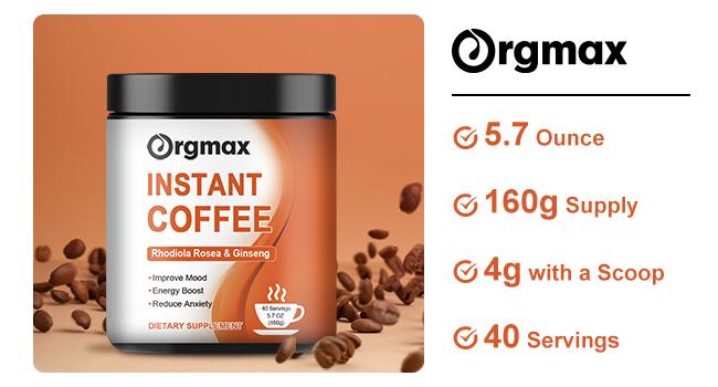 Orgmax Instant Coffee Rhodiola Rosea Dietary Supplement