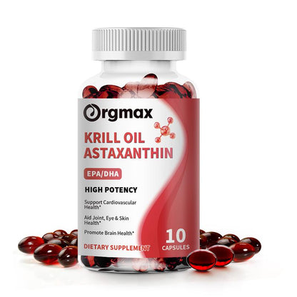 Orgmax Krill Oil Astaxanthin EPA DHA Capsules Dietary Supplement
