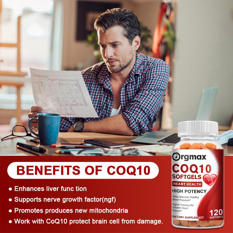 COQ10 Capsules Coenzyme Q10 300mg Supports Heart&Blood Vessels Health and Cellular Energy Production Liver Detox