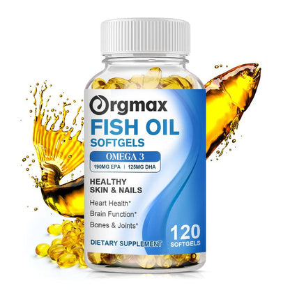 Fish Oil Omega 3 Supplement Rich in Vitamin E Supports Heart, Brain, Joints & Skin Care Improves Digestive Health Triple Strength 800mg 120 Softgels