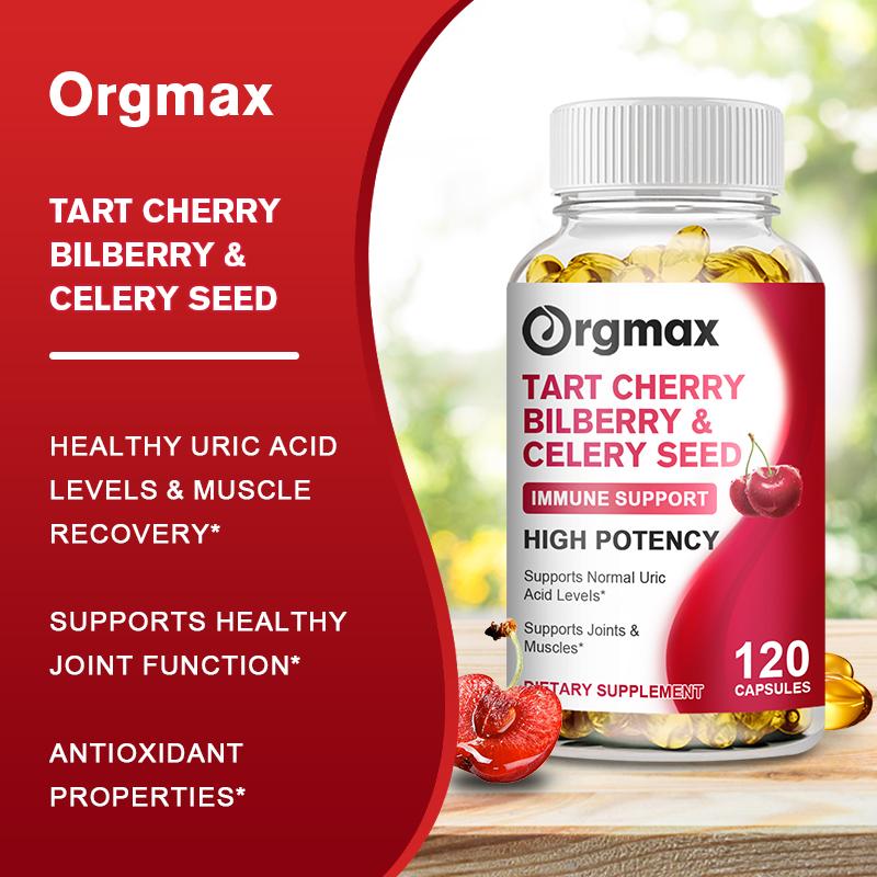 Orgmax Tart Cherry Bilberry Celery Seed Capsules 120pcs