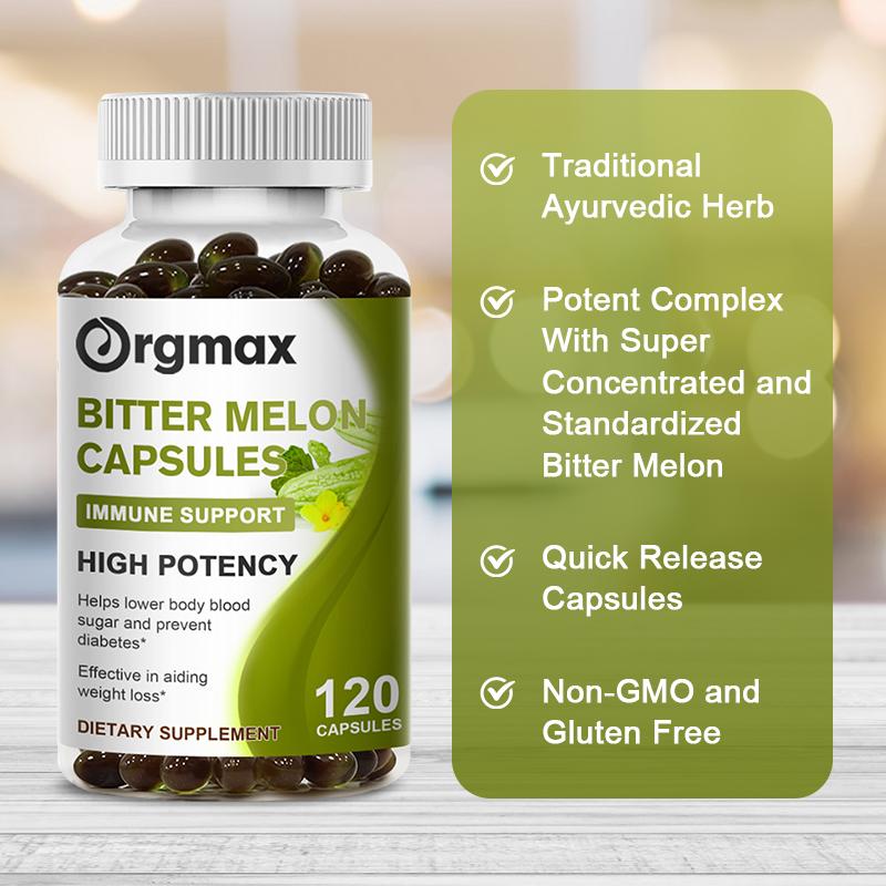 Orgmax Nature Bitter Melon Extract Capsule Regulate Blood Vessels Lower Blood Sugar Vitamin B12 Supplement Plant-insulin Slimming Help Health