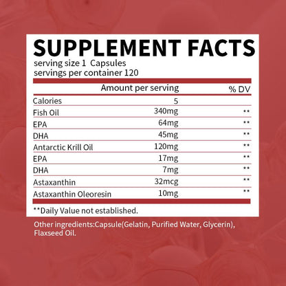 Orgmax Krill Oil Astaxanthin EPA DHA Capsules Dietary Supplement