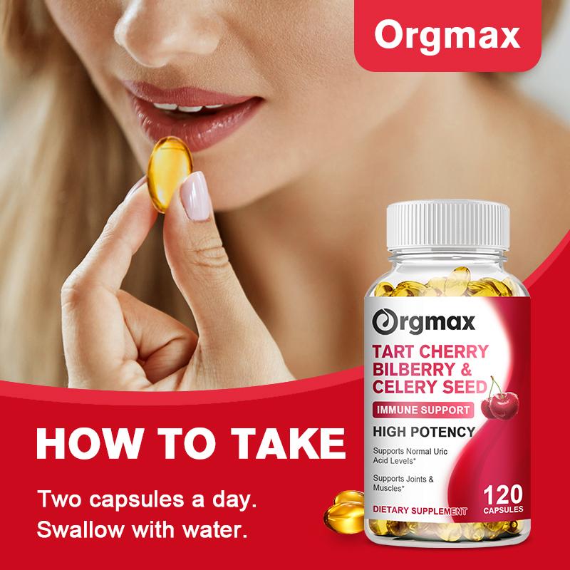 Orgmax Tart Cherry Bilberry Celery Seed Capsules 120pcs