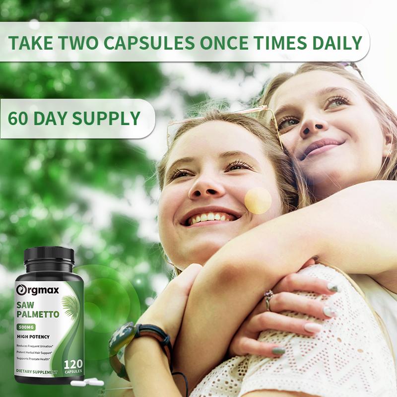 Orgmax Saw Palmetto capsules Boosts Nitric Oxide Energy Stamina Hormones Balance Hair Thinning Relief Skin Beauty Health