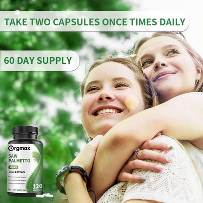 Orgmax Saw Palmetto capsules Boosts Nitric Oxide Energy Stamina Hormones Balance Hair Thinning Relief Skin Beauty Health