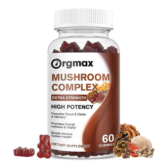 Orgmax Mushroom Complex Gummies 2500mg 10 Blend Mushroom for Men & Women - Brain Booster, Immune Support, Energy