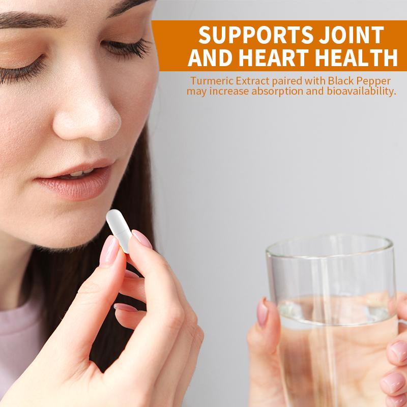 Turmeric & Ginger Capsules Organic Black Pepper, Apple Cider Vinegar, Supports Metabolism, Cardiovascular Health & Joint Health